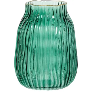 Tischvase aus grünem Glas und Goldrand, 16 x 16 x 20 cm