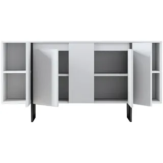 Dmora - Kommode Betel, Wohnzimmerbuffet, Wohnzimmer-Sideboard, Moderne Küchen-Speisekammer, 160x35h80 cm, Weiß und Schwarz