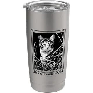 Katzen sind meine Lieblingsmenschen (Lustiges Katzenstatement) Doppelwandiger Edelstahl-Thermobecher