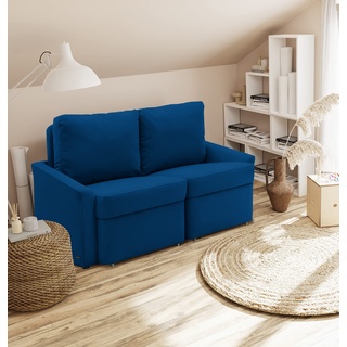 DOMO. collection Sofa Relax, 2-Sitzer Dauerschläfer, Boxspring Couch mit Schlaffunktion, Schlafsessel, Gästebett, Schlafsofa 168 x 96 x 86 cm (BxTxH), Marine blau