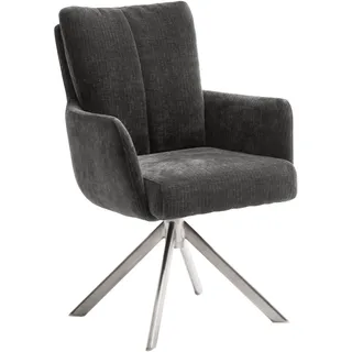 MCA Furniture Esszimmerstuhl MCA FURNITURE "MALIA", grau (anthrazit, edelstahl gebürstet), B:61cm H:90cm T:67cm, Polyester, Stühle, Esszimmerstuhl, (Set, 2 Stck), 360 drehbar, Taschenfederkern, Sitzhöhe ca. 49 cm