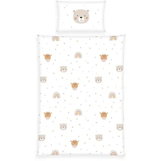 Herding Little Friends Flanell Baumwolle Weiß 100 x 135 cm + 40 x 60 cm
