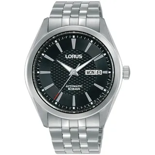 Lorus Herren Analog Automatik Uhr mit Edelstahl Armband,Silber/Schwarz