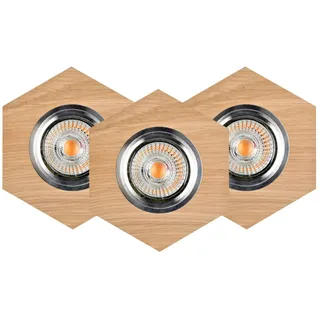 Einbauspot 3-er Set Eiche Geölt Metall LED 5W Zielgerichteter Bad Strahler DELEN