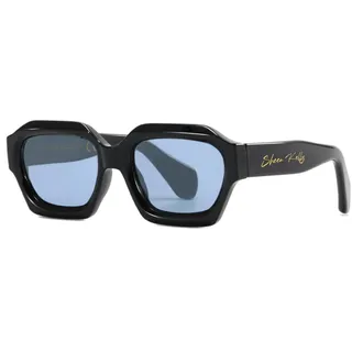 SHEEN KELLY Retro-Sonnenbrille Dick Sechseckig für Herren Damen Trendig übergroß Quadratisch Klobig Schwarz 90er Jahre Brille