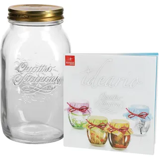 Einmachglas Original Quattro Stagioni 1,5L Vorratsglas Einkochglas Glas incl. Bormioli Rezeptheft