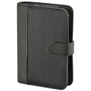 Bsb Terminplaner Organizer Wochenplaner Terminkalender - 2026 - ca. A6-1 Woche = 2 Seiten - Softfolie, PU Rillendesign, Schwarz - Ringbuch mit 6-Fach Lochung, nachfüllbar - Modell Kompakt, 02-0406