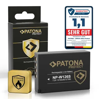 PATONA Protect NP-W126s Akku 1210mAh – Ersatzakku für Fujifilm X-T5 X-T50 X-S10 X100VI X100F X-M5 X-T30 II X-E4 X-Pro3 – mit NTC-Sensor & feuerhemmendem V1-Gehäuse