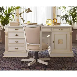 Luxus Schreibtisch Tisch Büro Office Antik Stil Barock Rokoko Schreibtische Neu - Weiß