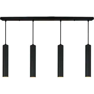 Lineare Vierfach-Pendelleuchte – Minimalistisches Design mit 30cm Röhren – GU10-Fassung – Mattschwarz - Schwarz, Gold