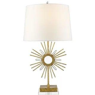 Design Tischleuchte IANVEN 78cm in Gold Weiß dekorativ E27 Tischlampe Wohnzimmer