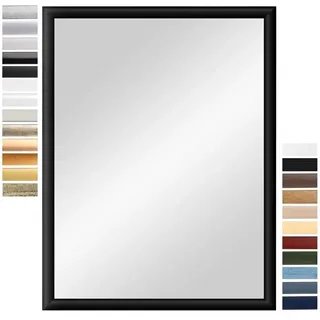 PrimeLuxe Wandspiegel 80 x 80 cm (Außenmaß) quadratisch in Schwarz matt | Farbe und Größe wählbar | Ganzkörperspiegel | Bad & Flur Spiegel | mit Holz Rahmen | Made IN Germany