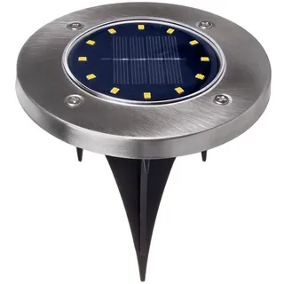 Maclean Brackets Maclean MCE318 LED Solar Bodenleuchten mit Erdspieß 12 LED SMD Neutralweiß 4000K 0,7W Solarlampe für Außen Wegeleuchte Gartenleuchten IP44 (1x Stück)