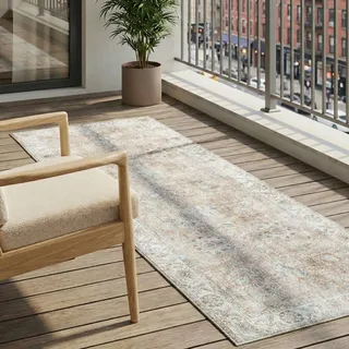 Waschbarer Laufer - Domingo Oriental Beige - 80x200 cm - Wohnzimmer, Balkon, Garten / Terrasse, Flur - FRAAI | Home & Living - Boho, Orientalisch - Beige