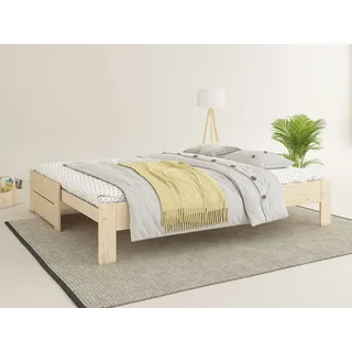 OTTO home »Imme, ausziehbar 90cm-180cm, ideal für Schlafbesuch, mit Lattenrost« Liegefläche 2x 90x200cm, Massive Kiefer, Schubkasten optional, Belastbarkeit 180 KG, beige