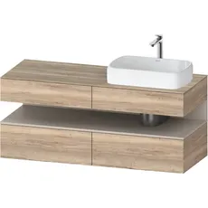 Duravit Qatego Konsolenwaschtischunterbau, 2 Auszüge, 2 Schubkästen, Ausschnitt rechts, 1400x550x600mm, Nische Taupe Matt, QA4766091, Farbe: Eiche Marmoriert