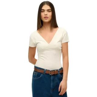 Superdry Cap Corset Kurzarm-t-shirt - Off White - 2XS