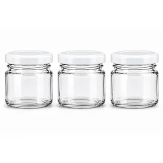 made in home - Mini Gläser 40 ml, Einmachglas, Gewürzgläser mit Schraubdeckel, Sturzglas, Probiergläser, Marmeladengläser, kleine Honiggläser, Rundgläser (Weiß Deckel, 40)