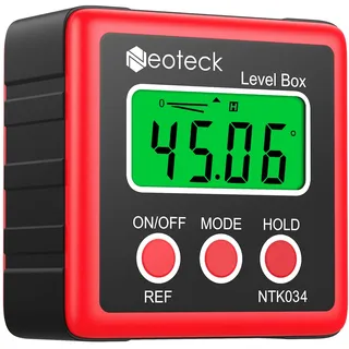 Neoteck Digitaler LCD Winkelmesser Neigungsmesser Inklinometer Wasserdicht Bevel Box Winkelmessgerät - Rot
