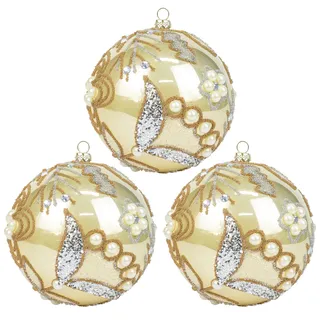 3 Stuck weihnachtskugeln Kunststoff 10cm groß XXL christbaumkugeln Champagner Plastik fur weihnachtsbaumschmuck weihnachtsdeko shatterproof Basteln Anhänger