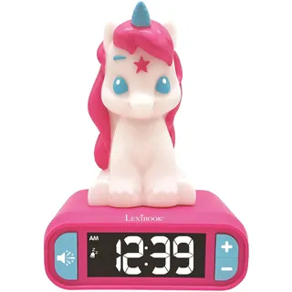 Lexibook - Wecker mit Nachtlicht Einhorn Einhorn-Digitalwecker für Kinder mit Nachtlicht und Snooze, Kinderuhr, leuchtendes Einhorn, rosa Farbe - RL800UNILXB
