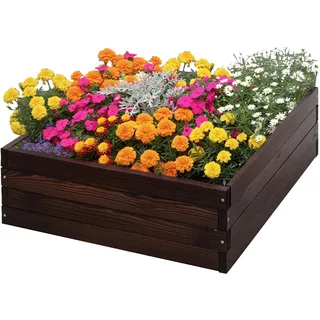 Outsunny Hochbeet 60 x 60 x 23 cm Dunkelbraun