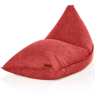 Green Bean Sitzsack Triangle 150x100x100cm mit 220 Liter EPS-Perlen Füllung - Kuschelig Weich Waschbar - Drinnen Stoff Bodenkissen Liegekissen Sitzkissen - Rot,