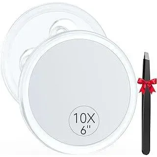 Auxmir 10X Vergrößerungsspiegel 15cm mit 3 Saugnäpfen, Kosmetikspiegel mit 10-Fach Vergrößerung, Schminkspiegel Wandspiegel für Zuhause Badezimmer Reisen