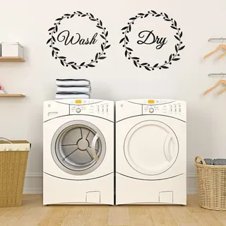 SUPERDANT Wasch Trocken Wandtattoo Waschraum Dekoration Wandsticker Transfer Wandaufkleber Vinyl Wandsticker Für Familie Wäscherei Geschäft Zuhause Wäsche Waschmaschine Trockner