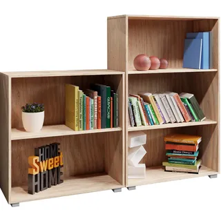 Bücherregal Vela 2er-Set Eiche 2+3 Fächer