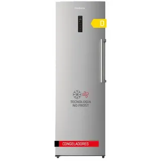 Corbero Vertikaler Gefrierschrank, 274 l, CCVH18524NFX, No Frost, Inverter, Türanzeige, LED-Licht, XXL-Crisper und abnehmbar, Pizza Box, Easy Open-Griff, silberfarben, 39 dB | E. Energy D