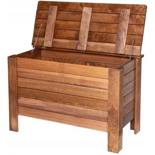 Gartenbox 80x52x40 cm Braun Kiefernholz Massiv Auflagenbox Kissenbox Gartentruhe Holztruhe Aufbewahrungsbox Truhe Kiste 166 l - Braun