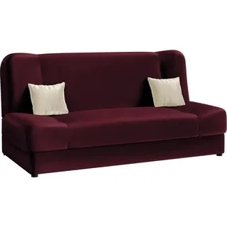 MIRJAN24 Schlafsofa Jonas, Stilvoll Polstersofa vom Hersteller, Sofa mit Bettkasten und Schlaffunktion (Magic Velvet 2202 + Magic Velvet 2202 + Magic Velvet 2250) - Rot