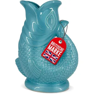 Bubble Jug Wasserkaraffe Keramikkrug in Fischform - 1,5 L, Surfblau - Fisch Karaffe mit Gluckergeräusche für lustiges ausgießen von Wasser, Wein & mehr - Bubble Jug Karaffe Fisch - Fischkrug