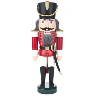 Nussknacker Husar rot-weiß BxHxT = 10x28x6,5 cm NEU Nußknacker Holzfigur