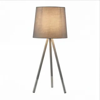 Tischlampe Tischleuchte Dreibein in Silber Grau E14 54 cm Stoff Metall Skandi