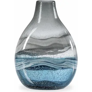 Torre & Tagus Andrea Mundgeblasene Glasvase für Heimdekoration, 27,9 cm hoch, große Blaue Glasvase als Tafelaufsatz, handgefertigte Blaue Vasen für Dekoration im Küstenwohnzimmer, Eingangsbereich,