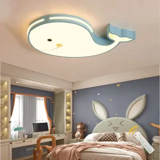 AOEH LED Kinder Deckenlampe Delphinform Deckenlampe Dimmbar Mit Fernbedienung Junge Mädchen Baby Kinder Kinderzimmer Lampen Decke Kinderzimmer Schlafzimmer Lampe Raumleuchten Kronleuchter,Blau,50cm