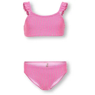 KIDS ONLY Bandeau-Bikini "KOGSUNNY STRUCTURE BIKINI SET ACC" Set, 2 Stk. mit kleiner Rüsche an der Schulter, knockout pink stripes:cloud dancer