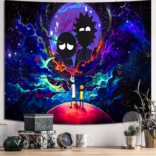 atrippy Trip-py Weltraum-Wandteppich, Hippie-Anime-Poster für Schlafzimmer, Ästhetik, lustige Galaxie-Sterne, Raumdekoration, Flagge, Wandbehang für Teenager, Mädchen, Schlafsaal, Wohnzimmer (130x152 cm)