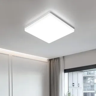 EASY EAGLE LED Deckenleuchte Flach, 4000K 24W 2400LM Quadratisch Küchenlampe Decke, Deckenlampe Eckig Panel, IP44 Badezimmerlampe für Schlafzimmer Flur Küche Esszimmer Ø18cm
