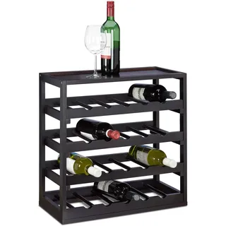 Relaxdays Weinregal aus Holz H x B x T: ca. 52 x 52 x 25 cm robustes Flaschenregal für Wein Weinflaschenregal in edlem schwarz Weinflaschenhalter mit 4 Ebenen für 20 Flaschen Flaschenhalter, schwarz