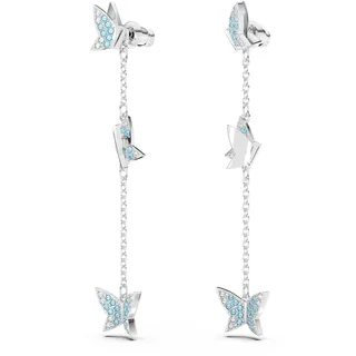 Swarovski Lilia Drop-Ohrhänger, Schmetterling, Blau, Rhodiniert