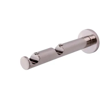 MDEKOR Wandträger 2-läufig Edelstahloptik P Wandhalter mit Metallmontageplatte für Gardinenstange 19 mm - Silber