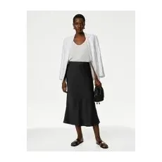 Womens M&S Collection Satin Midaxi Slip Skirt - Black, Black - 18
