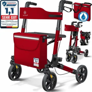 Kesser Leichtgewicht Rollator faltbar mit Sitz rot Gehhilfe
