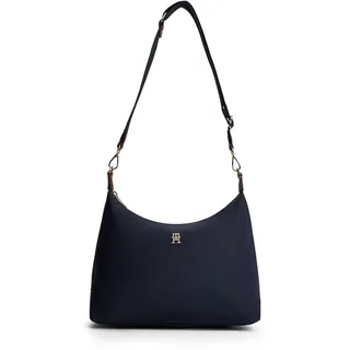 Tommy Hilfiger Beuteltasche »POPETTE SHOULDER BAG«, Damen Umhängetasche, Tragetasche mit TH-Schmuckelement, blau
