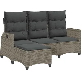 vidaXL Gartensofa mit Liegefunktion Kissen L-Form Grau Poly Rattan - Grau