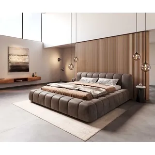 DeLife Polsterbettgestell Cutio 180x200 cm Mikrofaser Taupe Vintage