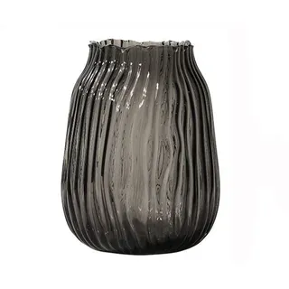 Schwarzgraue Glasvase für Blumen dunkelgraue Knospen hohe Glasvasen H-21 cm einfaches Streifen-Design für Heimbodendekoration, Bauernhaus-Dekoration Tafelaufsatz Couchtisch-Dekorationen (rauchgrau)